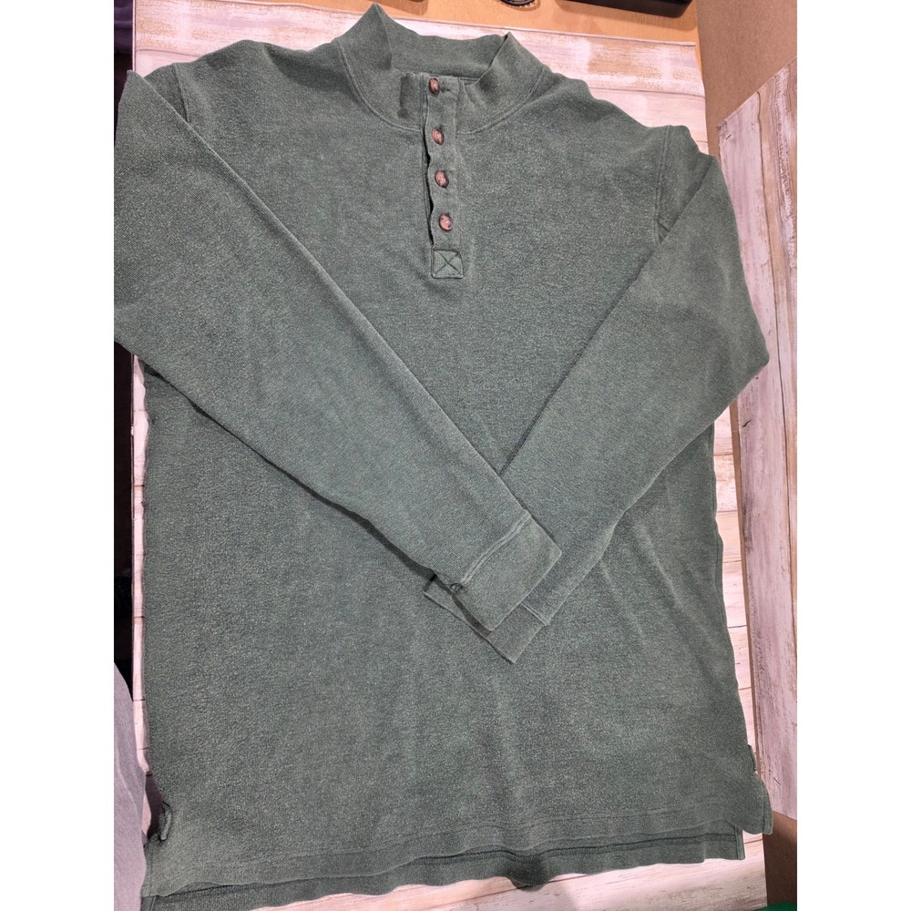 Duluth Trading Co‎ Mens XLT Henley Mock Neck Pullover Green Trim Fit